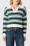 Lush Stripe Johnny Collar Crop Sweater In Multi