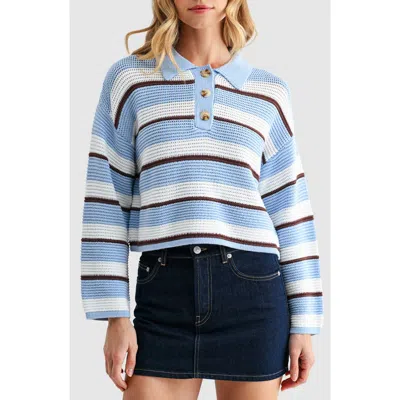 Lush Striped Polo Sweater In Blue
