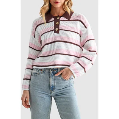 Lush Striped Polo Sweater In Multi
