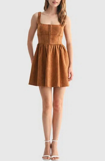 Lush Suedette Corset Minidress In Brown