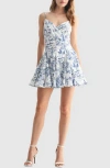 Lush Surplice V-neck Fit & Flare Minidress In White