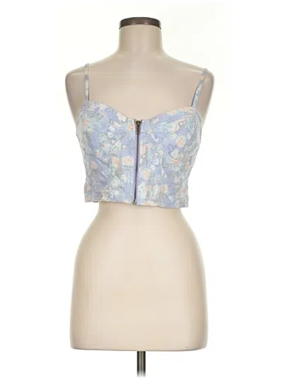 Pre-owned Lush Tank Top Blue Strapless Neckline Tops
