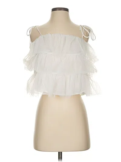Pre-owned Lush Tank Top White Strapless Neckline Tops
