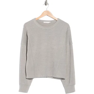 Lush Textured Knit Long Sleeve Shirt In Gray