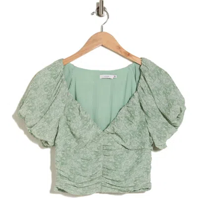 Lush Textured Ruched Top In Sage Floral