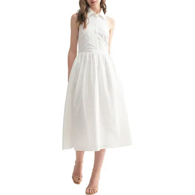 Lush Textured Shirtdress In White