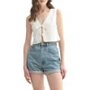 Lush Collar Eyelet Front Tie Top