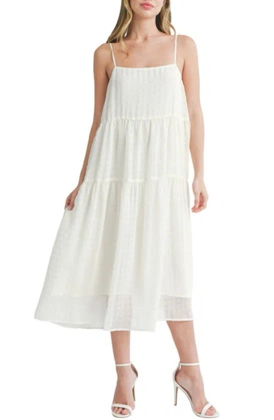 Lush Textured Tiered Midi Dress In Cream