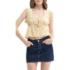 Lush Tie Front Eyelet Top In Yellow