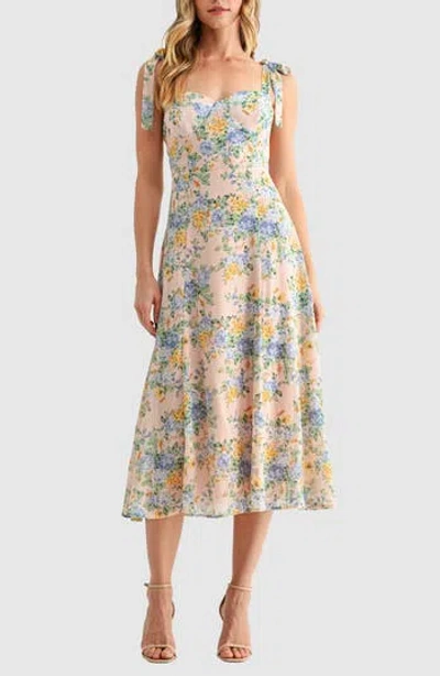 Lush Tie Strap Midi Dress In Pink