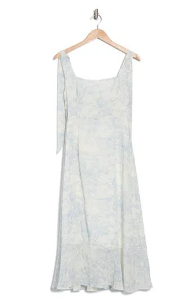 Lush Tie Strap Midi Dress In Ivory Blue