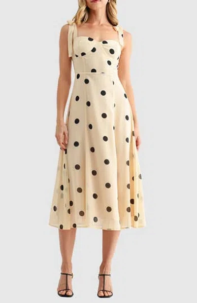 Lush Tie Strap Midi Dress In Neutral