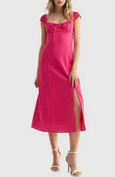 Lush Tied Bust Midi Dress In Pink