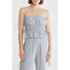 Lush Tied Strapless Top & Maxi Skirt Set In Blue