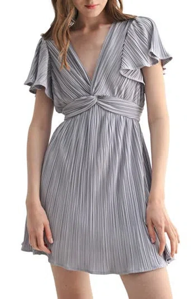 Lush Twist Front Plissé Dress