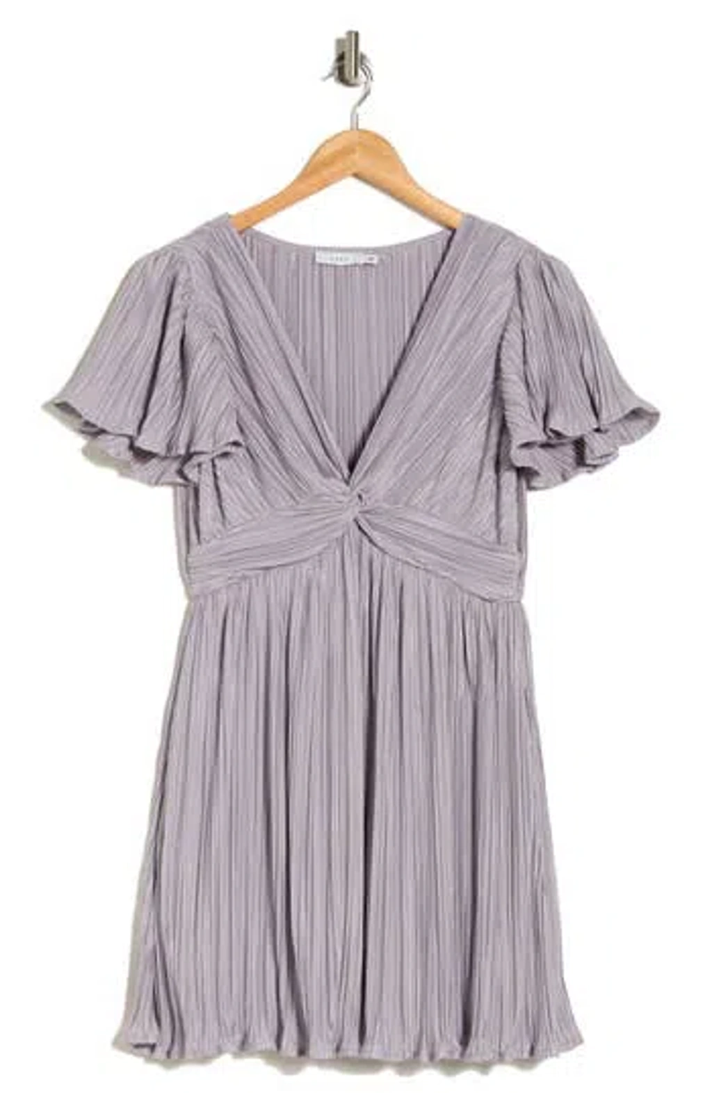 Lush Twist Front Pliss Dress In Pale Lilac | ModeSens