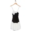 Lush Two Tone Lace Bubble Hem Minidress In Black White