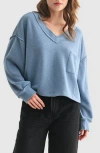 Lush V-neck Long Sleeve Top In Blue