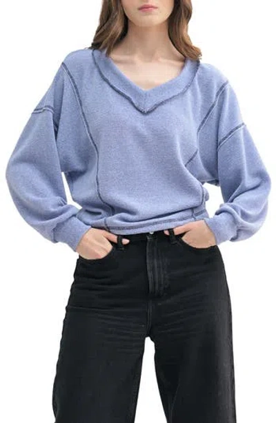 Lush V-neck Long Sleeve Top In Blue Lilac