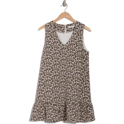 Lush V-neck Mini Dress In Leopard Denim