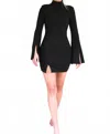 Lush Wide Bell Sleeve Mini Dress In Black In Black