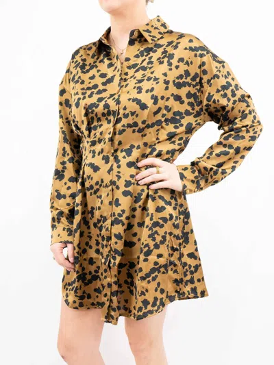 Lush Women's Cheetah Work Dress In Camel In Brown