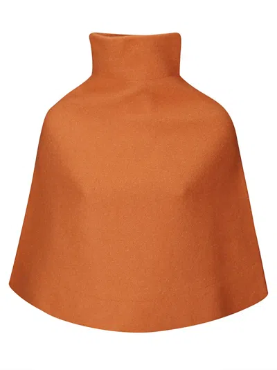 Lussi Cashmere And Silk Crop Cape In Orange