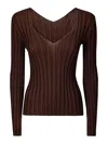 Lussi Ribbed Silk Long-sleeved Sweater In Brown