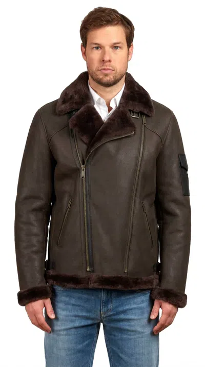Lusso Beni Ephesus Jacket In Brown With Tone On Tone Shearling