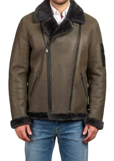 Lusso Beni Ephesus Jacket In Medium Brown With Anthracite Shearling In Multi