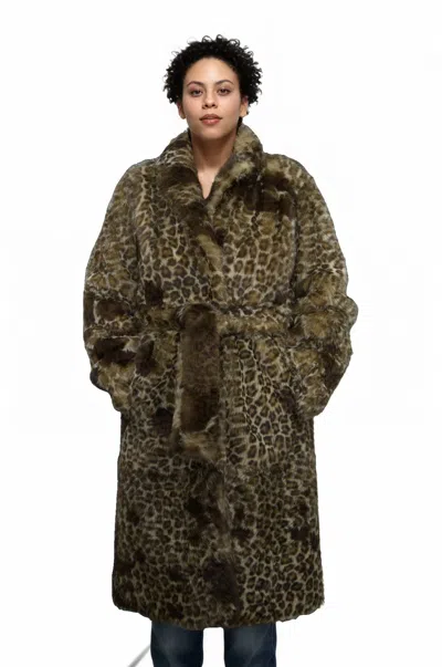 Lusso Beni Kinetic Coat In Leoapard In Brown