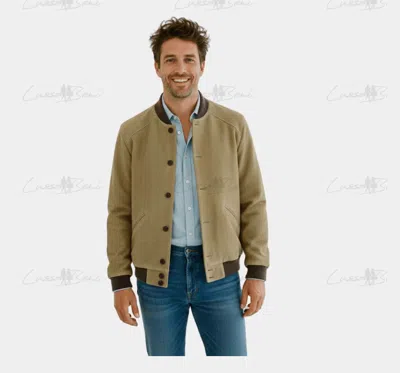 Lusso Beni Loom Bomber Jacket In Caramel In Green