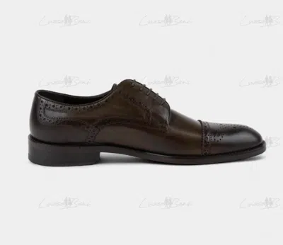 Lusso Beni Men's Cicero Derby Shoes In Brown In Silver