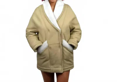 Lusso Beni Momentum Coat In Camel, White In Multi