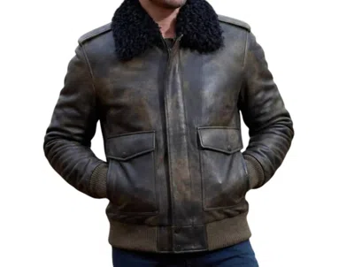 Lusso Beni Pillar Jacket In Patina Chocolate In Black