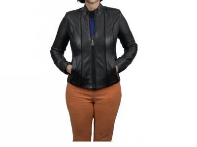 Lusso Beni Prestige Leather Jacket In Black In Animal Print