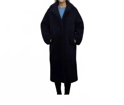 Lusso Beni Quasar Fur Coat In Navy In Black