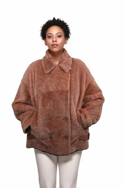 Lusso Beni Radiance Teddy Jacket In Dusty Rose In Brown