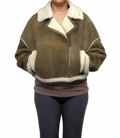 Lusso Beni Reverie Bomber Jacket In Cognac In Green