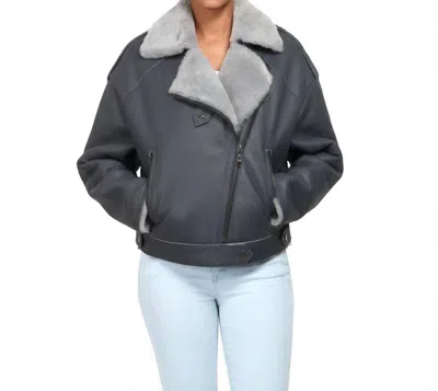 Lusso Beni Rhythm Leather Jacket In Navy-smoke In Multi