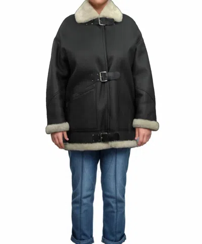 Lusso Beni River Leather Jacket In Black Wl White