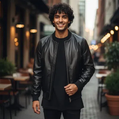 Lusso Beni Sleek Leather Jacket In Black