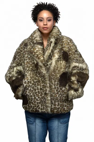 Lusso Beni Stride Teddy Coat In Leopard In Multi