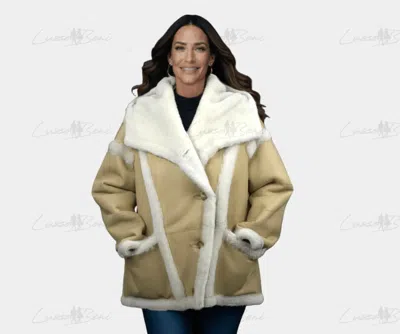 Lusso Beni Velocity Bomber Jacket In Camel/white In Multi