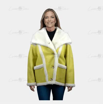 Lusso Beni Velocity Bomber Jacket In Yellow/white In Green