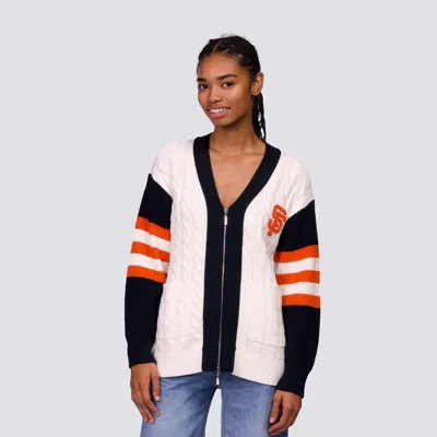 Lusso Black/white San Francisco Giants Shyla Knit V-neck Full-zip Sweater