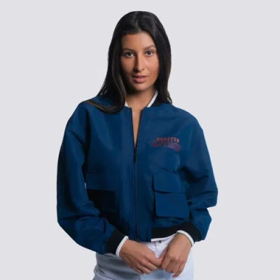 Lusso Navy Houston Astros Paisley Cropped Full-zip Jacket In Blue