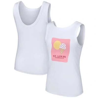 Lusso Style  White St. Louis Cardinals Lindy Tank Top