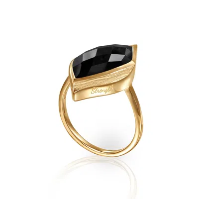 Lustre & Love Women's Strength Onyx Ring In Gold Vermeil