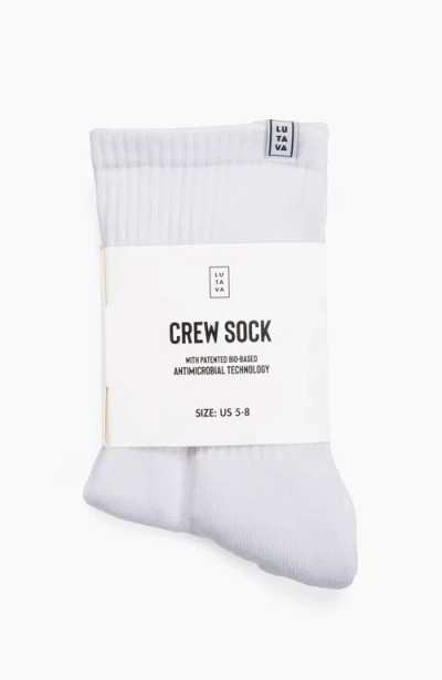 Lutava Antimicrobial Crew Sock In White